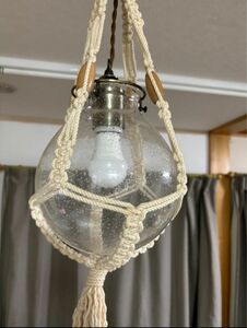 ◆ほぼ未使用◆Lemire(ルミール)◆ペンダントライト◆パブルガラス◆LED電球(白)付き◆西海岸風おしゃれ◆ アンティーク