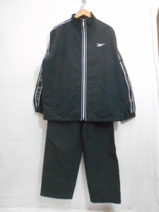 70 送60サ 0502$D06 Reebok リーボック トラックジャケット トラックパンツ 上下セット ジップ 90s ブラック サイズM 中古品