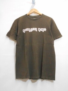 67 送60サ 0502$D26 NUMBER (N)INE ナンバーナイン メンズ ダメージ加工 ロゴプリント半袖Tシャツ 綿100% 日本製 ブラウン サイズ2 中古品