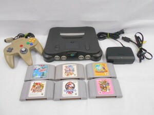 25 送80サ 0410$D03 ニンテンドー64 本体セット N64ソフト6本 マリオカート他 中古品