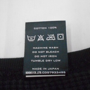 67 送60サ 0502$D20 NUMBER (N)INE ナンバーナイン メンズ サーマルニット 無地長袖Tシャツ 綿100% ブラック 日本製 サイズ2 中古品の画像4
