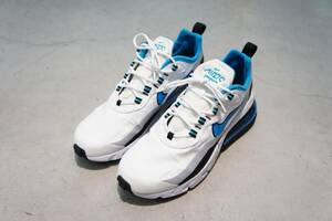 美品 NIKE ナイキ AIR MAX 270 REACT エアマックス 270 リアクト ハイテク ローカット スニーカー CT1280-101 白青 26.5cm 本物 331O