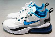 美品 NIKE ナイキ AIR MAX 270 REACT エアマックス 270 リアクト ハイテク ローカット スニーカー CT1280-101 白青 26.5cm 本物 331O_画像3