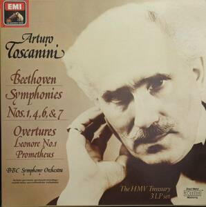 輸入LP盤 アルトゥーロ・トスカニーニ/BBC Sym　Beethoven 交響曲1,4,6&7番 , 序曲「レオノーレ」1番 &「プロメテウの創造物」(3LP)