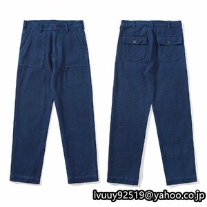 レトロ 藍染 刺し子 パンツ Fatigue Pants OG107 リメイク カーゴパンツ 軍事風 天然インディゴ 15oz 綿100% 厚手 濃紺 男前