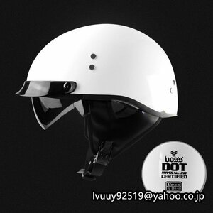オートバイハーフヘルメットバイクヘルメット 内蔵サングラス半キャップ ヘルメットM-XXLサイズ選択可能