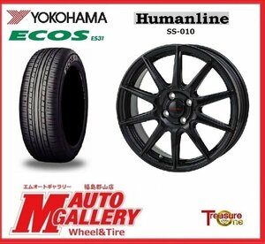 郡山店★サマータイヤホイールSET★ヒューマンライン SS-010 5.5J 14インチ 4H100+38＆ヨコハマ ES31 175/65R14 21年製★コンパクトカー