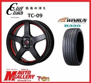 郡山店★軽自動車全般★サマータイヤホイールSET★クリフクライム TC-09 4.5J 15インチ 4H100+43&ウィンラン R330 165/55R15