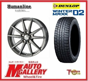 郡山店★スタッドレスタイヤホイールSET★ヒューマンライン HS-08 1665-5H114+53 &DL WINTER MAXX WM02 205/60R16 21年製☆ノア etc