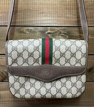 ◇1円 ★ GUCCI グッチ シェリーライン ショルダーバッグ ヴィンテージ GG柄 001・113・6862 表面良品内側難あり used_画像1