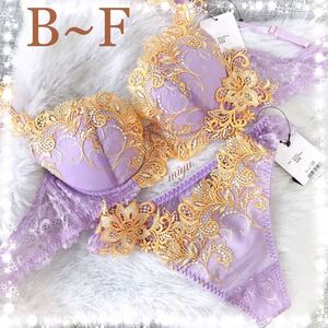 B~Fカップ★ジュエリーレース★パープル/ネイビー/オフホワイト★ブラジャー&Tバックセット★上下セット サルート系デザイン ガーター みゆ