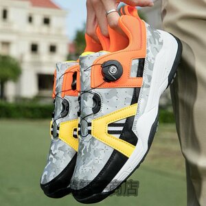 新品 ゴルフシューズ 運動靴 フィット感スポーツシューズ ソフトスパイク 強いグリップ 軽量弾力性通気性 防滑耐磨 レッド 28.0cm