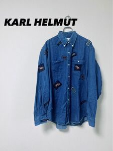 KARL HELMUT カールヘルム　シャツ　古着 長袖ワークシャツ ネイビー 長袖