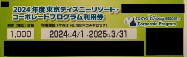 ディズニー　コーポレートプログラム利用券　8000円分