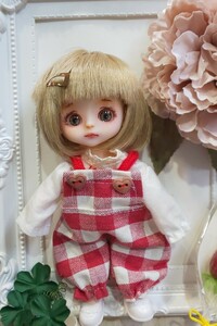 Art hand Auction ★★★セリアドール ドールヘッド｢キュート｣ カスタムドール ハンドメイド★001:ギンガムチェック, 人形, キャラクタードール, カスタムドール, 本体