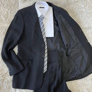 アルマーニコレツィオーニ『抜群の存在感』ARMANI COLLEZIONI ヘリンボーン セットアップ ビジネススーツ 黒 ブラック 48 L位 メンズ