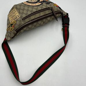 1円《稀少》GUCCI グッチ クーリエ ワッペン刺繍 GGスプリーム ボディバッグ ウエストポーチ ショルダー レザー PVC シェリーライン メンズの画像8