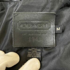 コーチ『抜群の存在感』COACH レザー 本革 ライダースジャケット ブルゾン Mサイズ 黒 ブラック メンズの画像6