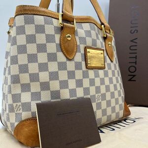 1円《鑑定済》LOUIS VUITTON ルイヴィトン ハムステッドPM ダミエ アズール トート ハンドバッグ N51207 ホワイト ブラウン レディース