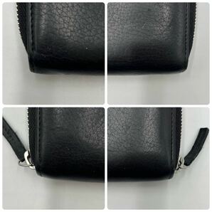 1円《稀少》GUCCI グッチ GG インターロッキング シェリーライン 長財布 ジッピーウォレット レザー 本革 黒 ブラック メンズの画像7