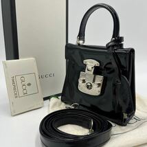 1円《稀少》GUCCI グッチ レディロック ミニミニ 2way ハンドバッグ ショルダー レザー 本革 エナメル 黒 ブラック レディース_画像1