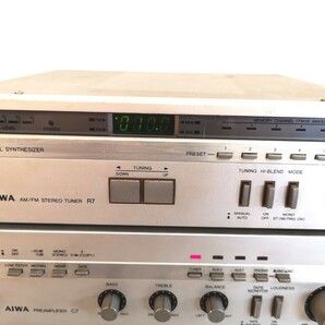 F2164/AIWA アイワ コンポセット AD-L7M/R7/C7/P7 ステレオカセットデッキ プリアンプ AM/FMチューナー オーディオ 通電確認【ジャンク】の画像5