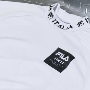 B品★CFG33★2023年春夏モデル★FILA GOLF★フィラゴルフ★ロゴプリント バイカラー 配色切替 ストレッチ 半袖 モックネックシャツ★M/WTの画像3