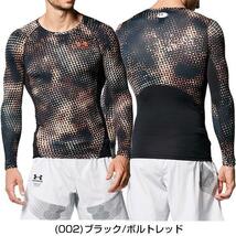 IUA40★春夏★UNDER ARMOUR★アンダーアーマー★着圧 長袖 ヒートギアロングスリーブプリントシャツ★XXL/BK/RD_画像5