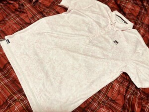 B品★KFF28★春夏★FILA GOLF★フィラゴルフ★吸汗速乾 UV CUT 総柄半袖ボタンダウンポロシャツ★M/PK