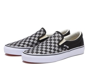 【VANS】 SLIP ON V98CF スリッポン　チェッカー　クリアナイロン　ブラックｘグレー系　28cm