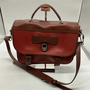 exH0025 LOEWE Loewe shoulder bag handbag 2way leather wine red storage bag set present condition goods 