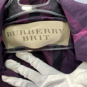 【中古】BURBERRY BRIT チェック ナイロントレンチコート US6 パープル バーバリー[249008248728]の画像3