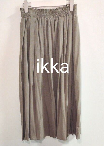 【新品未使用】ikka(イッカ)ロングギャザースカート カーキ