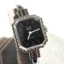 動作品 F.H.B watch バングルウォッチ SWISS MADE スイス製 レディース腕時計 機械式 ヴィンテージ 手巻き式 稼働品 k789_画像1