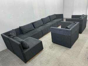 * tube 3429* our company flight correspondence region equipped * business use *.. furniture made * lobby bench sofa 8 pcs. set * cloth-covered low back * black black group 