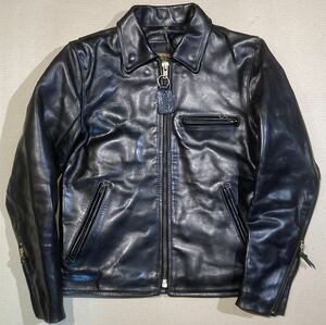 vansonホースレザー9D襟付きホースハイド馬革ライダースジャケット38シングル黒ブラック レザージャケット革ジャン b49enf