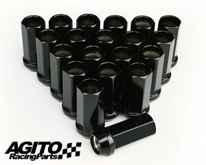 AGITO レーシングナット 貫通タイプ 60°テーパー座 19HEX M14xP1.5 全長50mm 【5穴 20本】