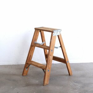 アメリカ ヴィンテージ 3段 脚立 / 木製ラダー stepladder ディスプレイ 店舗什器 ガーデニング アンティーク USA ＃602-15-153-29