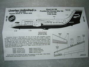 1/144　ライブリーズ　A4-128　BAe146　プレジデンシャル航空　5-1