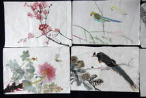 中国絵画　花鳥画　手描き　試作　9枚セット　手本　墨彩画　水墨画　書道　篆刻　１_画像3