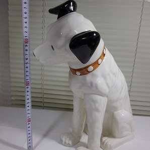 ビクター犬 ニッパー君 陶器 特大40cm 昭和レトロ 陶器 フィギュリン フィギュア 人形の画像3