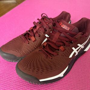 ◆asics アシックス 1041A377 GEL-RESOLUTION9 オムニ・クレーコート用テニスシューズ 26.5㎝ ダークブラウン USED美品◆1回使用のみの画像1