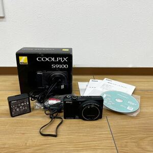 か011 Nikon COOLPIX S9100 ニコン クールピクス コンパクトデジタルカメラ デジカメ ブラック バッテリー 充電器 元箱 中古