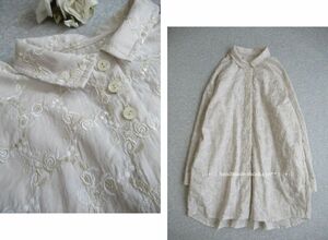 ::: hand made cotton Circle flower embroidery chibieli shirt tunic height :::