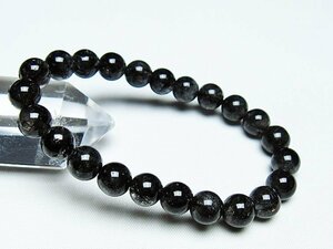 銀座東道◆超レア最高級超美品天然ブラックルチルクォーツブレスレット 8mm [T257-6777]