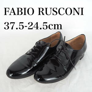 MK5932*FABIO RUSCONI*ファビオルスコーニ*レディースレースアップシューズ*37.5-24.5cm*エナメル黒