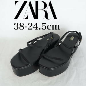 MK6000*ZARA*ザラ*レディース厚底サンダル*38-24.5cm*黒