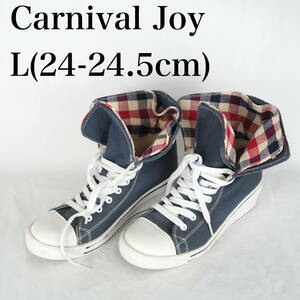 MK6009*Carnival Joy*カーニバルジョイ*レディースハイカットスニーカー*L（24-24.5cm）*ネイビー系