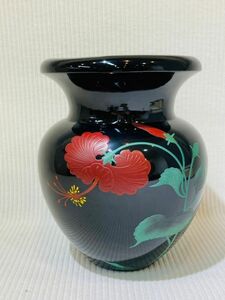 kmi10▼骨董 木製 花瓶 花器 花入れ インテリア 作者不明 黒 年代物 蔵出し品▼