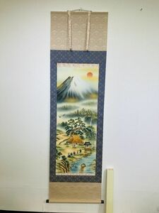 kmu04V.. axis antique old hanging scroll period thing retro work of art interior ultimate better fortune . 10 length . map stone rice field snow out out box attaching V